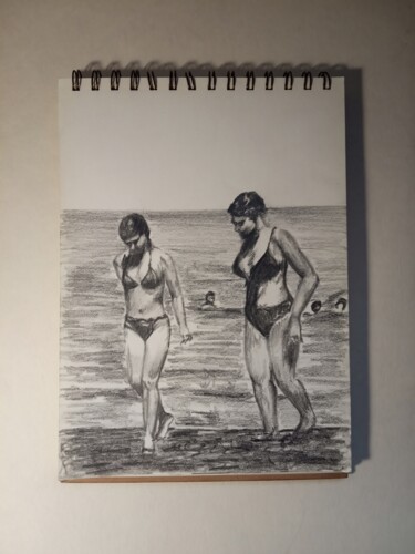 Pintura intitulada "Жінки на пляжі" por Anna Drozdova, Obras de arte originais, Lápis