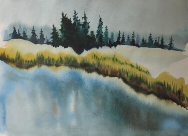 Painting titled "The lake" by Anna Duyunova, Original Artwork, Other