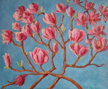 Painting titled "Magnolia" by Anna Fainitskii, Original Artwork, Oil