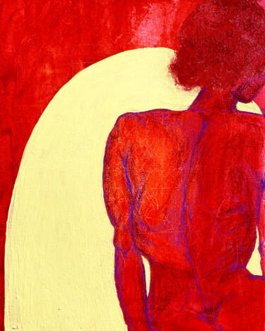 Painting titled "Red Shape" by Anna Gaikovich, Original Artwork, Acrylic