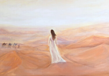 Painting titled "Serenity" by Anna Gorbenko, Original Artwork, Oil Mounted on Wood Stretcher frame