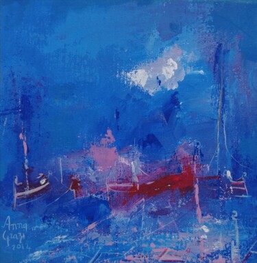 Schilderij getiteld "Silence sur le port" door Anna Grazi, Origineel Kunstwerk, Acryl