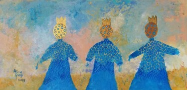 绘画 标题为“Les trois princesses” 由Anna Grazi, 原创艺术品, 丙烯