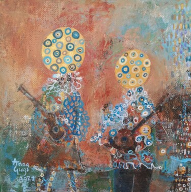 Schilderij getiteld "Les musiciens du roi" door Anna Grazi, Origineel Kunstwerk, Acryl