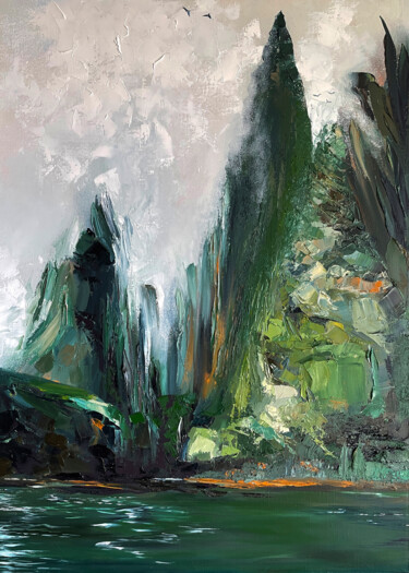Картина под названием "FAROE ISLANDS. REFL…" - Anna Gurechkina, Подлинное произведение искусства, Масло Установлен на Деревя…