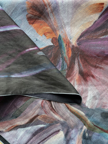 Textilkunst mit dem Titel "LARGE LINEN KERCHIE…" von Anna Gurechkina, Original-Kunstwerk, Stoff