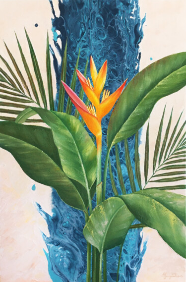 "Tropical Plants" başlıklı Tablo Anna Inozemtseva tarafından, Orijinal sanat, Petrol Ahşap Sedye çerçevesi üzerine monte edi…