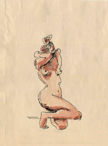 Σχέδιο με τίτλο "Sketch of a body" από Anna Ivanova, Αυθεντικά έργα τέχνης, Ακουαρέλα