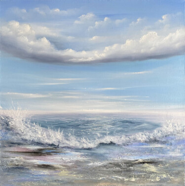 Pittura intitolato "Rocky seashore Semi…" da Anna Kulak, Opera d'arte originale, Olio Montato su Telaio per barella in legno