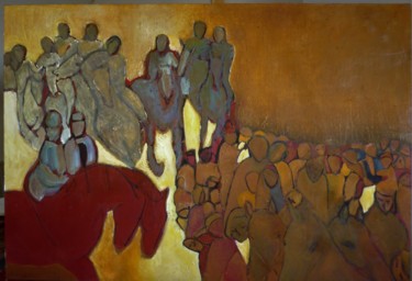 Pittura intitolato "des-tresses-humaines" da Anna Langowski, Opera d'arte originale, Olio