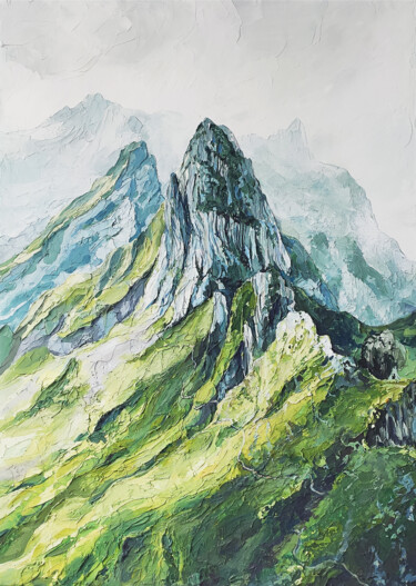 Картина под названием "Mountains are so hi…" - Anna Lazar, Подлинное произведение искусства, Акрил