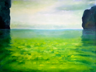 Ζωγραφική με τίτλο "Seascape oil painti…" από Lubchik, Αυθεντικά έργα τέχνης, Λάδι Τοποθετήθηκε στο Ξύλινο φορείο σκελετό