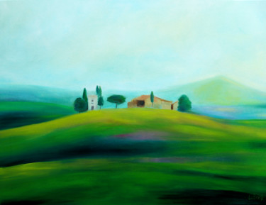 Pintura titulada "Landscape painting…" por Lubchik, Obra de arte original, Oleo Montado en Bastidor de camilla de madera