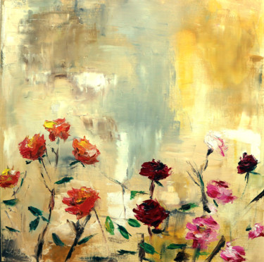 Peinture intitulée "Roses painting abst…" par Lubchik, Œuvre d'art originale, Huile