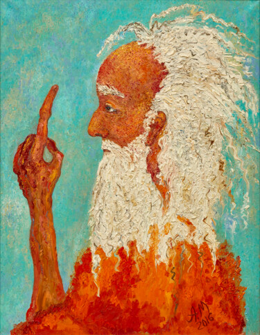 Картина под названием "Fiery old man" - Anna Makarova, Подлинное произведение искусства, Масло