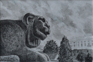 Картина под названием "Каменный страж. Сер…" - Анна Муравьева, Подлинное произведение искусства, Пигменты