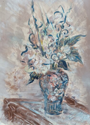 Картина под названием "Японски рози" - Anna Mytavska (Cabrerra), Подлинное произведение искусства, Масло