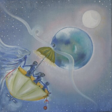 Schilderij getiteld "Destinazione sogni" door Anna Nuzzo, Origineel Kunstwerk, Olie