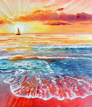 Pintura titulada "The magic of sunset" por Anna Pavlovich-Naneva, Obra de arte original, Oleo Montado en Bastidor de camilla…