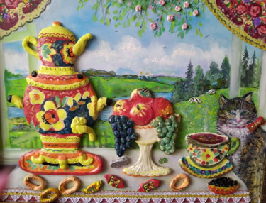 Malarstwo zatytułowany „Festive feast” autorstwa Anna Petrochenkova, Oryginalna praca, Akryl