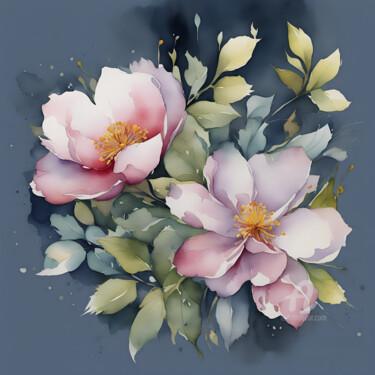 제목이 "Flowers #9"인 디지털 아트 Anna Russo로, 원작, 수채화