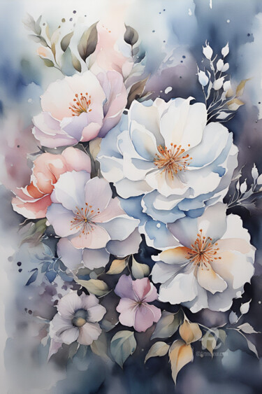 제목이 "Flowers #11"인 디지털 아트 Anna Russo로, 원작, 수채화