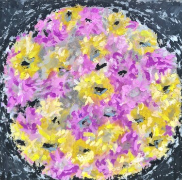 Painting titled "Flowers" by Anna Salzmann, Original Artwork, Pastel Mounted on Cardboard