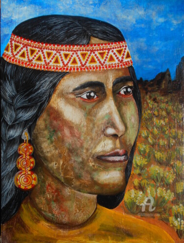 "native portrait gir…" başlıklı Tablo Anna Serebrenoya tarafından, Orijinal sanat, Akrilik