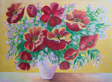 Painting titled "Bouquet of flowers" by Anna Serebrenoya, Original Artwork, Acrylic