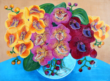 Картина под названием "orchids 2024" - Anna Serebrenoya, Подлинное произведение искусства, Акрил