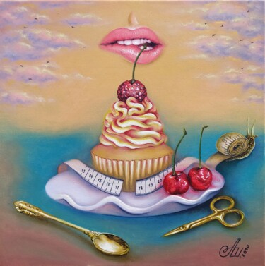 Pintura intitulada "The perfect cupcake" por Anna Shabalova, Obras de arte originais, Óleo Montado em Armação em madeira