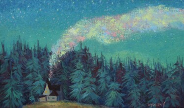 Pintura titulada "Forest at night" por Anna Shurakova, Obra de arte original, Oleo