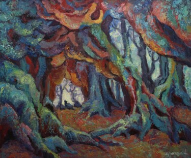 Malerei mit dem Titel "Ancient forest" von Anna Shurakova, Original-Kunstwerk, Öl