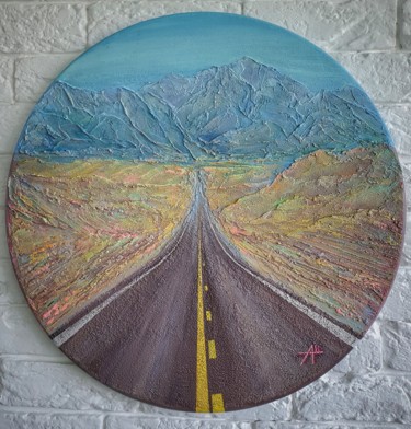 Painting titled "The Road to Summer" by Anna Shuvaeva, Original Artwork, Acrylic Mounted on Wood Stretcher frame