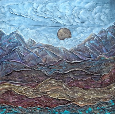 Schilderij getiteld "Mountain region" door Anna Shuvaeva, Origineel Kunstwerk, Acryl Gemonteerd op Frame voor houten brancard