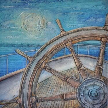 Painting titled "At the helm to the…" by Anna Shuvaeva, Original Artwork, Acrylic Mounted on Wood Stretcher frame