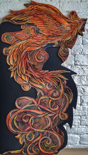 Malerei mit dem Titel "The Phoenix" von Anna Shuvaeva, Original-Kunstwerk, Acryl Auf Holzplatte montiert