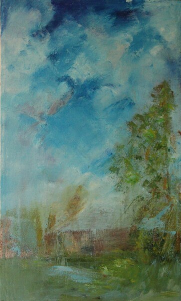 Pittura intitolato "небо в октябре" da Anna Shwed, Opera d'arte originale, Olio