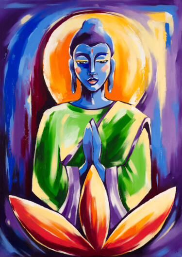Malarstwo zatytułowany „Buddha meditation.…” autorstwa Anna Startseva, Oryginalna praca, Olej