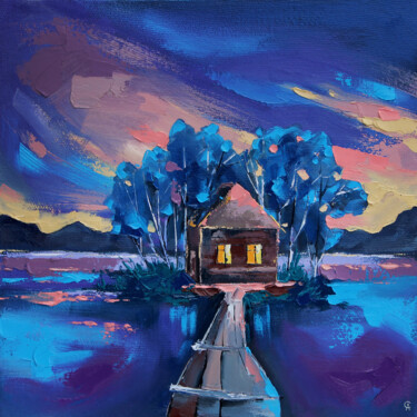 Peinture intitulée "House on the water.…" par Anna Startseva, Œuvre d'art originale, Huile
