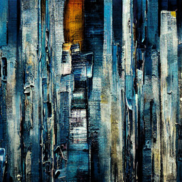 Digital Arts titled "Indigo Cityscape. T…" by Anna Vaasi, Original Artwork, 2D Digital Work