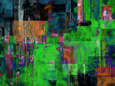 Digital Arts titled "Green cityscape. St…" by Anna Vaasi, Original Artwork, Digital Painting