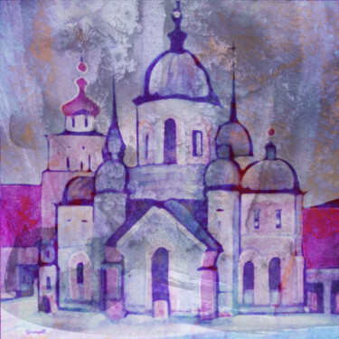 Digital Arts titled "Ortodox Church in O…" by Anna Vaasi, Original Artwork, Digital Painting