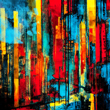 Digitale Kunst getiteld "Big city at night.…" door Anna Vaasi, Origineel Kunstwerk, 2D Digital Work