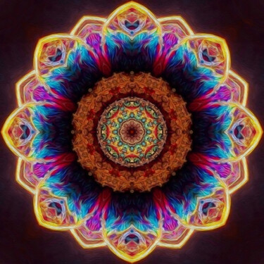 Digital Arts titled "Magic flower mandala" by Anna Vaasi, Original Artwork, 2D Digital Work