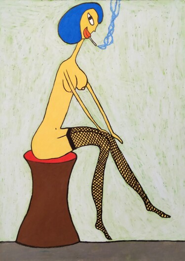 Dessin intitulée "Naive lady" par Anna Zhuleva, Œuvre d'art originale, Pastel