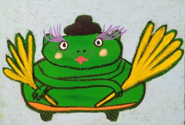 Dessin intitulée "Cabaret frog" par Anna Zhuleva, Œuvre d'art originale, Pastel