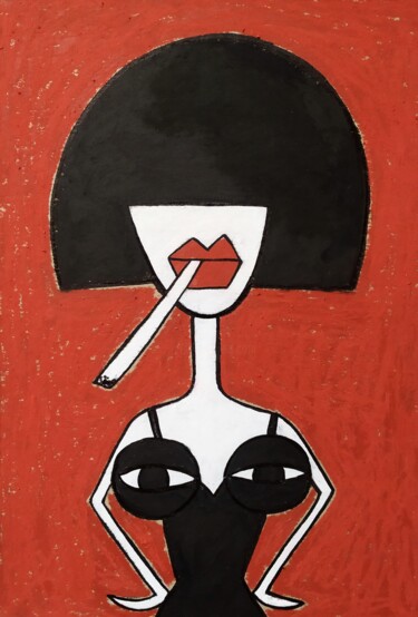 Dessin intitulée "My tits love Tarant…" par Anna Zhuleva, Œuvre d'art originale, Pastel