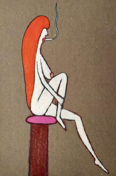 Tekening getiteld "Nude with beautiful…" door Anna Zhuleva, Origineel Kunstwerk, Pastel