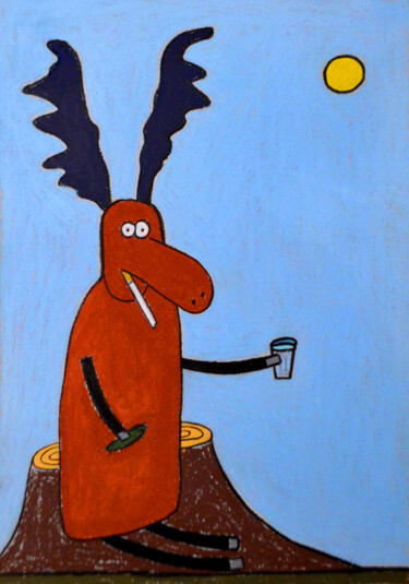 "Elk. Vodka. Cucumbe…" başlıklı Resim Анна Жулева tarafından, Orijinal sanat, Pastel